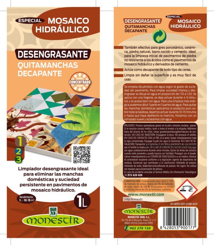 DesengraQuitamanchas-copia.jpg Desengrasante especial Mosaico hidráulico (Monestir) quitamanchas, decapante, limpiador. - Imagen 2