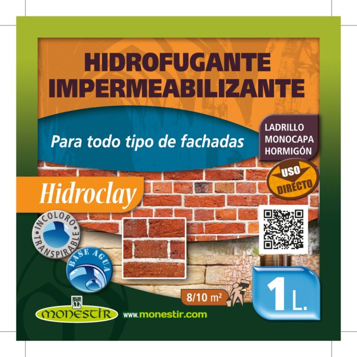 HIDROCLAY Hidrofugante Impermeabilizante Fachadas (Monestir) para fachadas de ladrillo cara-vista, monocapa, piedra y hormigón sin alterar el color y el brillo del material. - Imagen 2