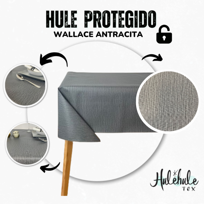 Mantel de Hule Protegido Wallace Antracita