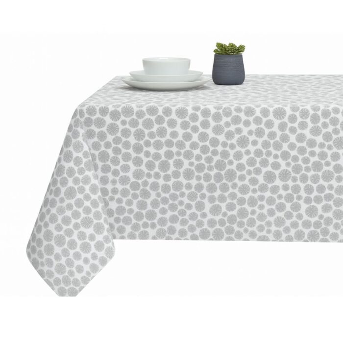 Mantel Impermeable Antimanchas de PVC Diseño Estampado Innovador HuleHule Tex - Dots Colores Silver y Taupe Dark - Imagen 4