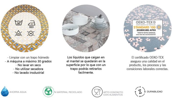 Mantel Resinado Estampado Cuadros Castillo Azul