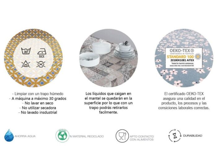 Mantel Resinado Estampado linado. Color Lino Claro.