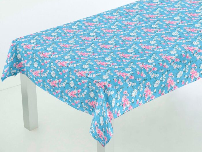Mantel tela resinada Teflón Sakura Azul Rojo