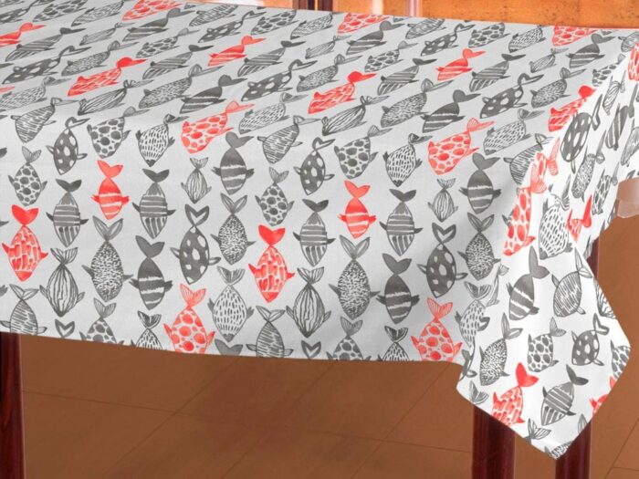 Mantel tela resinada Koi Gris Coral