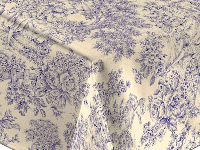 Mantel Resinado Antimanchas Romantico Azul