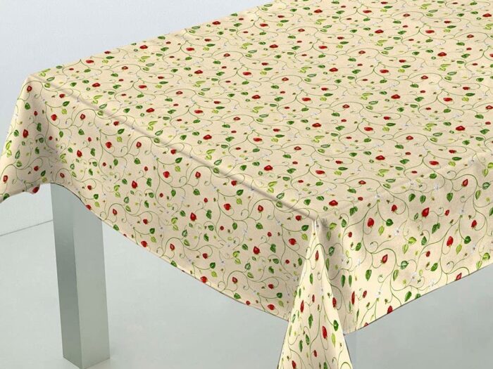 Mantel Resinado Antimanchas Fresitas y Flores