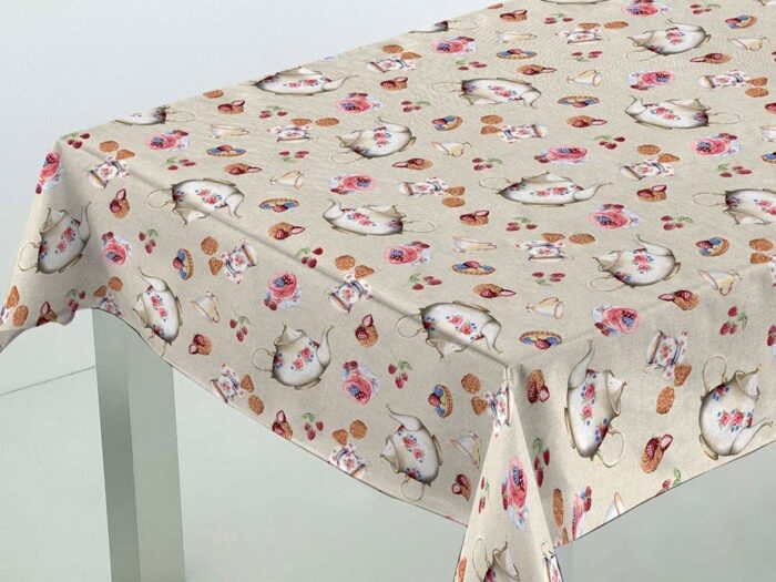 Mantel Resinado Antimanchas Estampado Teteras