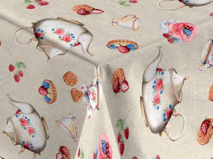 Mantel Resinado Antimanchas Estampado Teteras