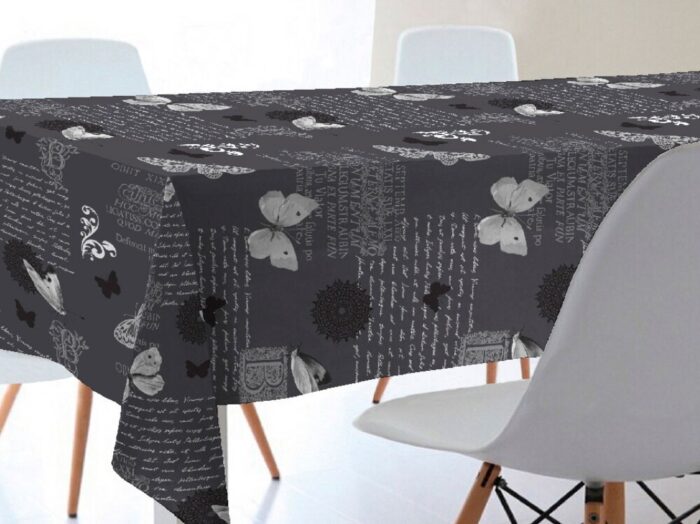 Mantel Huletec Mariposas y textos Bolboreta Gris Mantel Huletec Mariposas y textos Bolboreta Gris