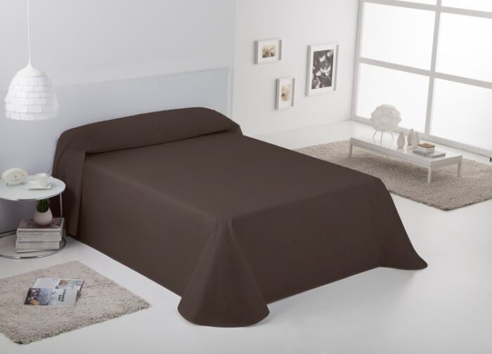 Colcha cubrecama foulard RÚSTICO LISO. Es-Tela 025-CAFE